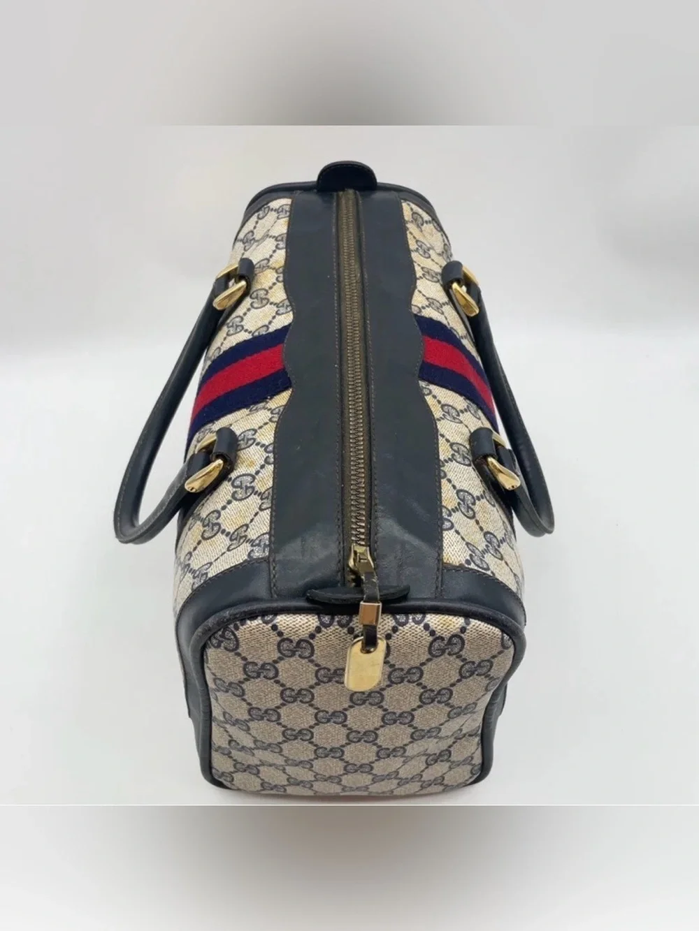 ✨Final Price✨Gucci GG Supreme Sherry Line Navy Mini Boston Bag~AS IS w/callouts - Picture 16 of 16